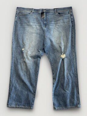 NWT* Torrid High-Rise Straight Classic Denim Jeans Plus Size 28R Blue Distressed